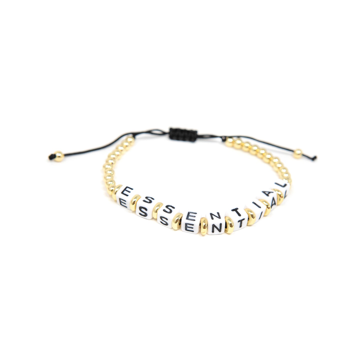 Beaded Adjustable Bracelets JEWELRY The Sis Kiss Essential White Beads with Black Lettering