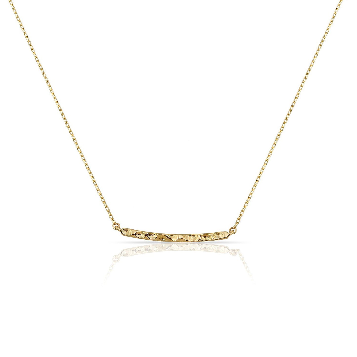 TSK Loverly Hammered Gold Bar Necklace JEWELRY The Sis Kiss 14k Gold
