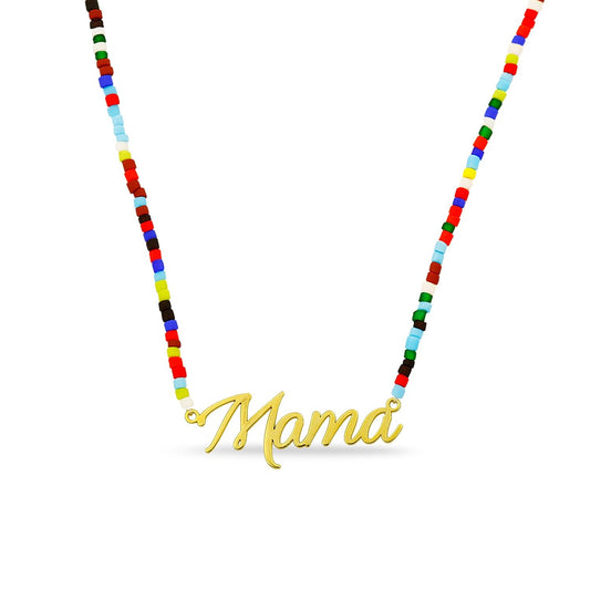 Mama Nameplate with Rainbow Necklace necklace The Sis Kiss