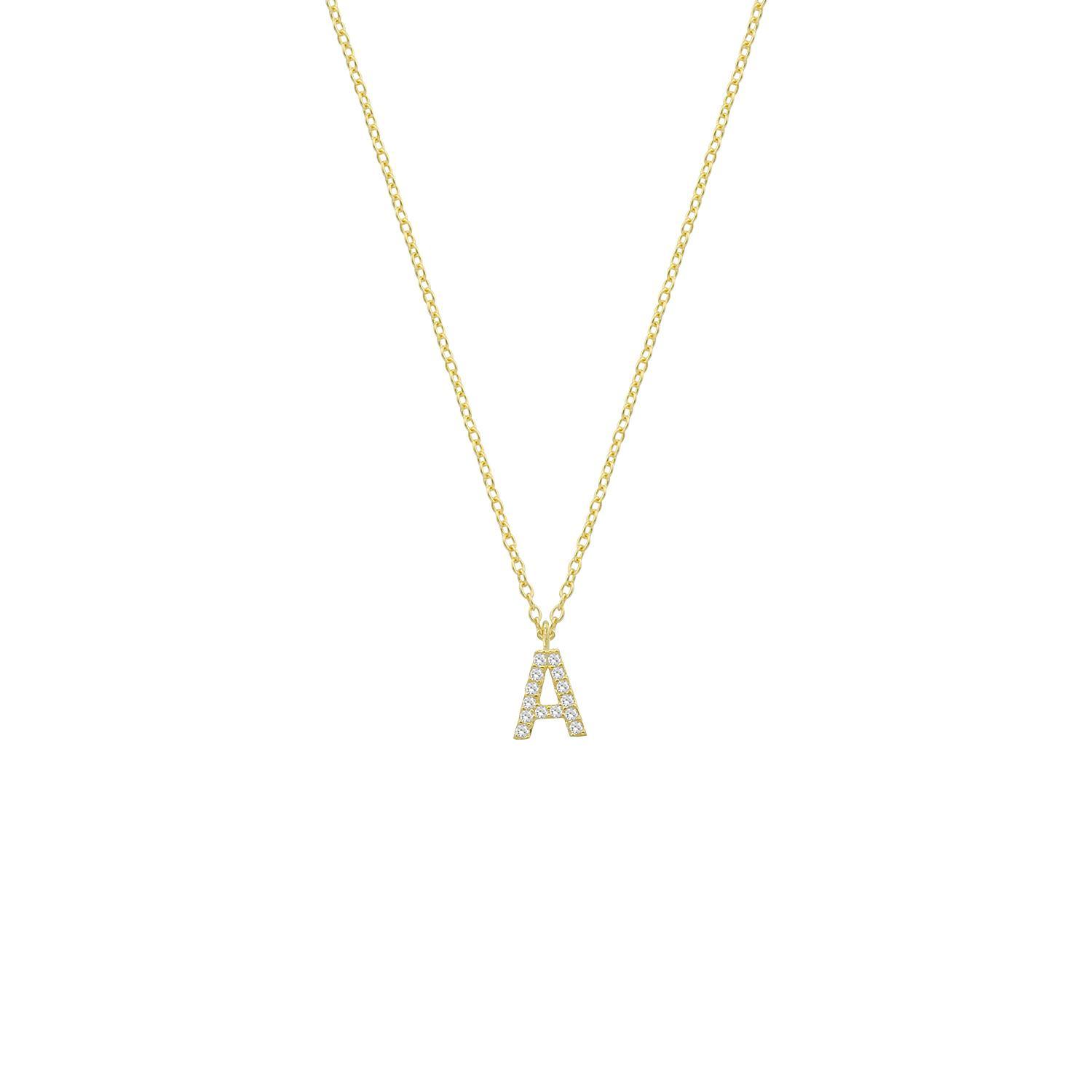 Classic Initial Necklaces JEWELRY The Sis Kiss Gold with Crystals A