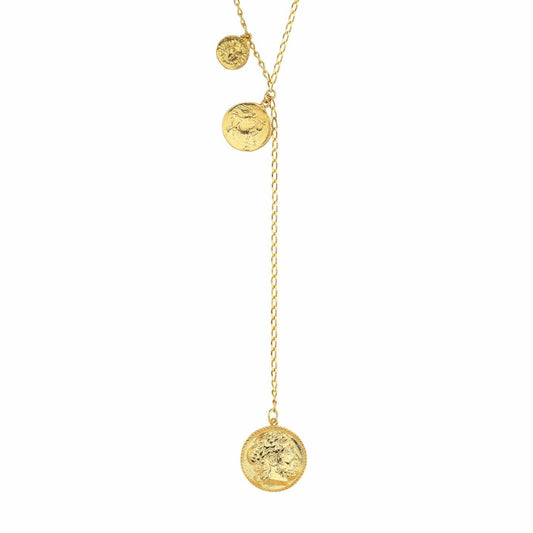 Gold Coin Y Style Necklace JEWELRY The Sis Kiss
