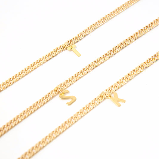 Gold Initial Anklet JEWELRY The Sis Kiss