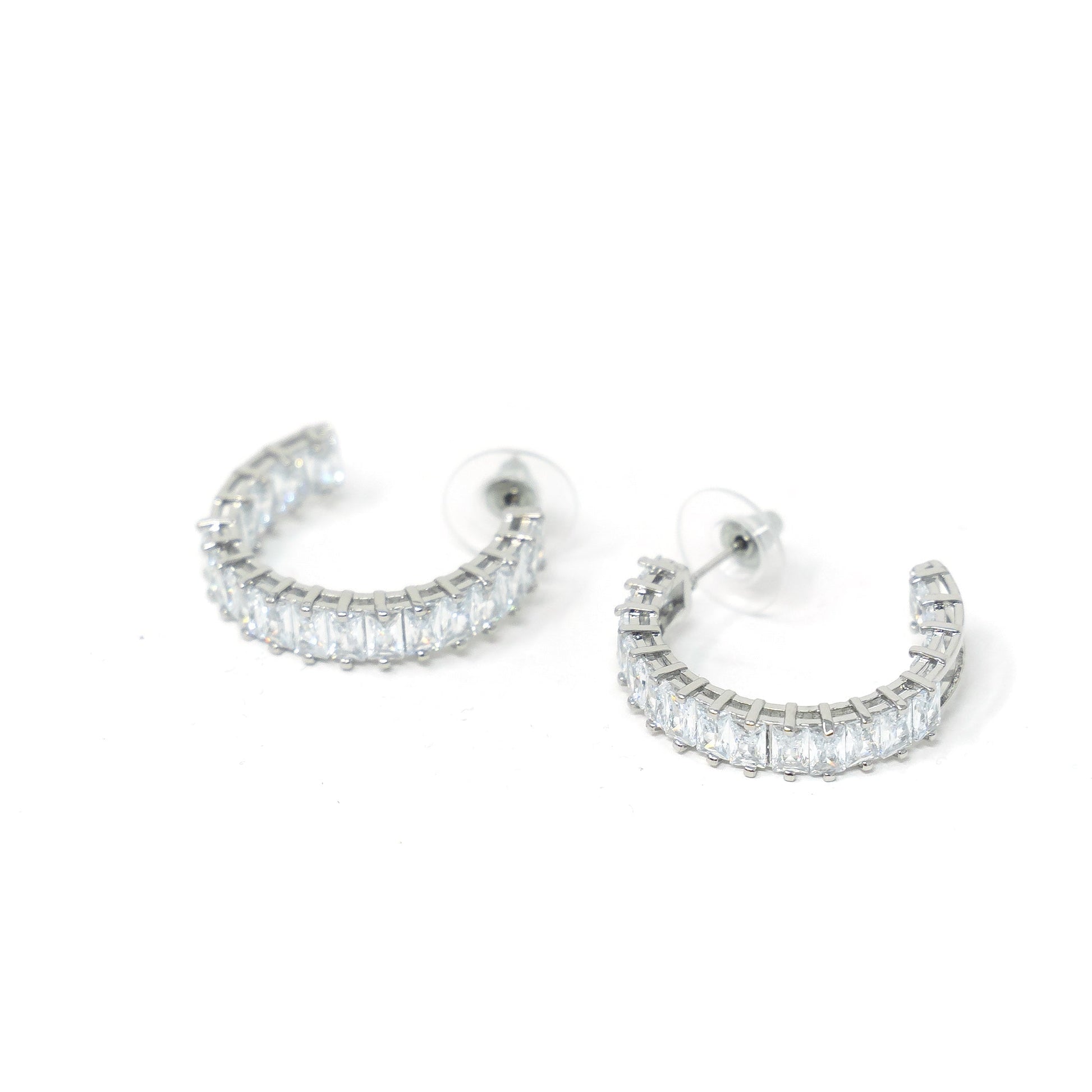 Baguette Eternity Hoops JEWELRY The Sis Kiss Silver