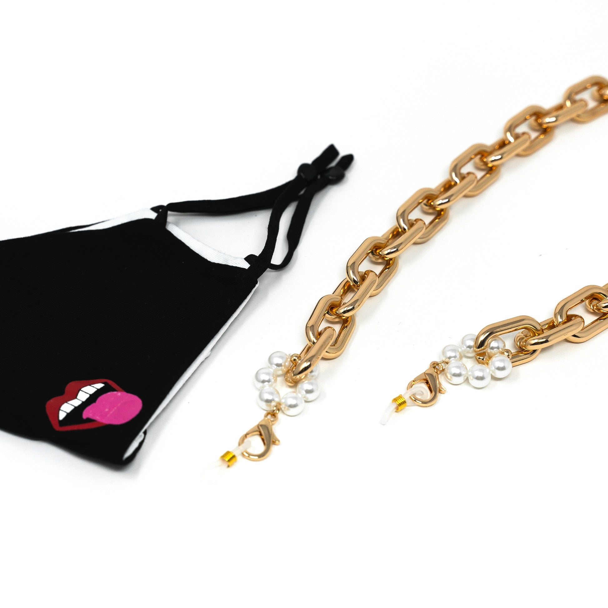 Save Your Mask - Sis Kiss Mask Chains ACCESSORY The Sis Kiss Bold Gold Link and Pearl Accent