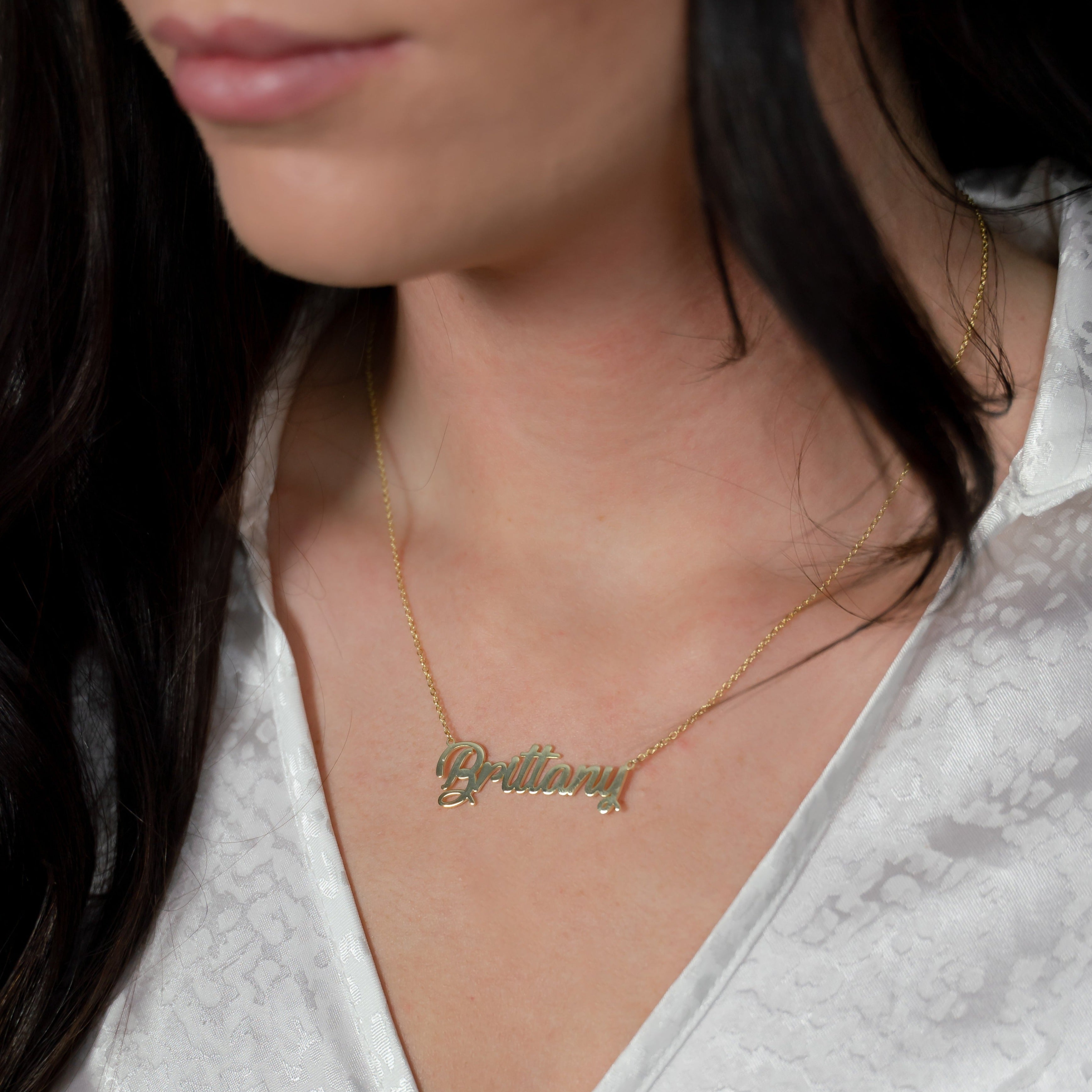 Custom gold cursive deals necklace