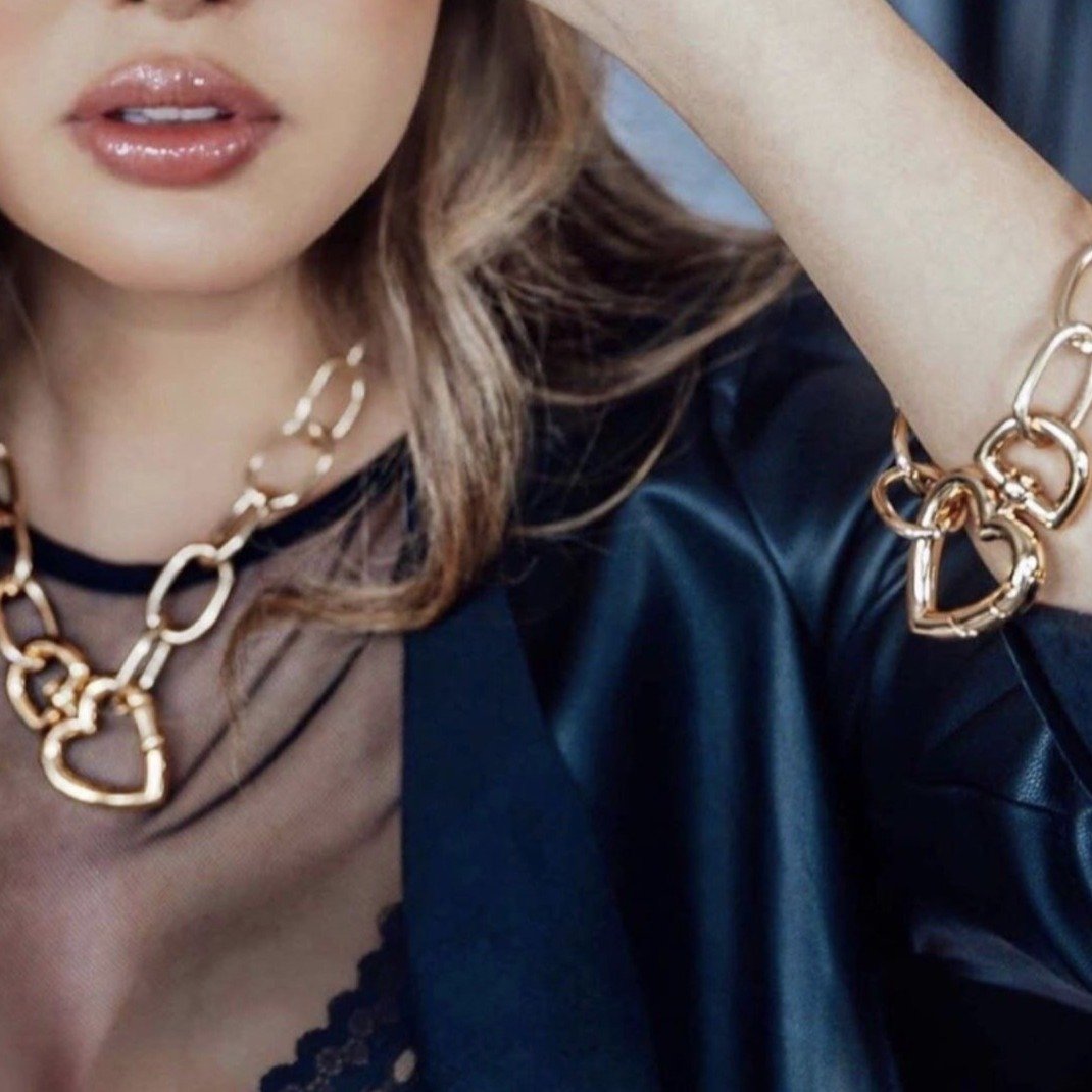 Chain Link and Heart Chokers JEWELRY The Sis Kiss