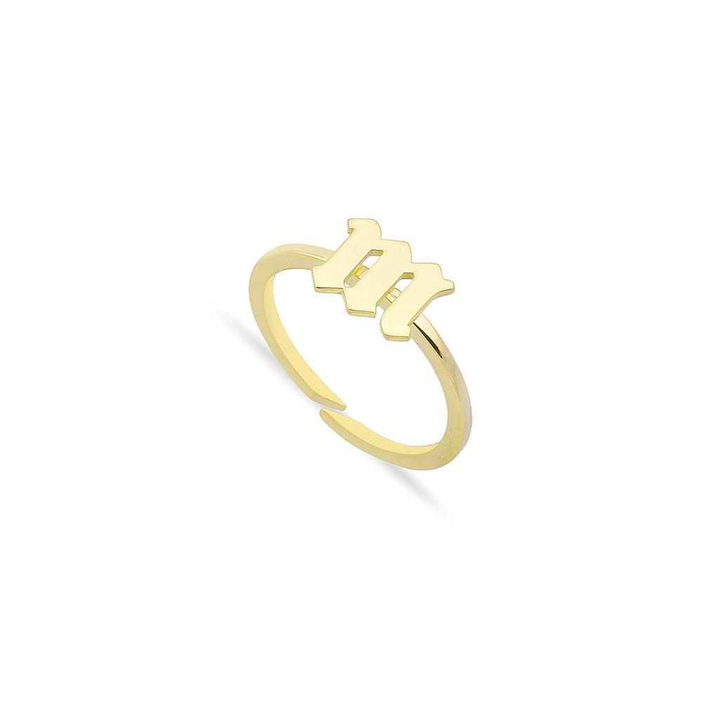 Adjustable Lowercase Old English Initial Ring JEWELRY The Sis Kiss
