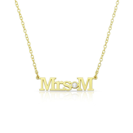 Custom Mrs./Miss./Ms. Necklace JEWELRY The Sis Kiss Mrs. Gold