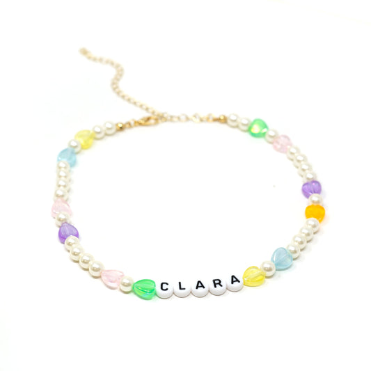 Customized Clara Pearl and Heart Necklace JEWELRY Joyce 
