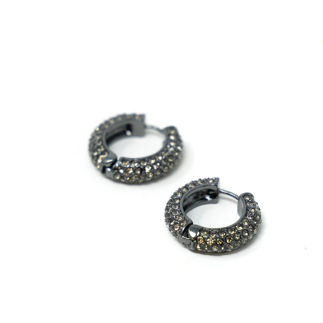Darling Diva Onyx Crystal Hoops JEWELRY The Sis Kiss Small