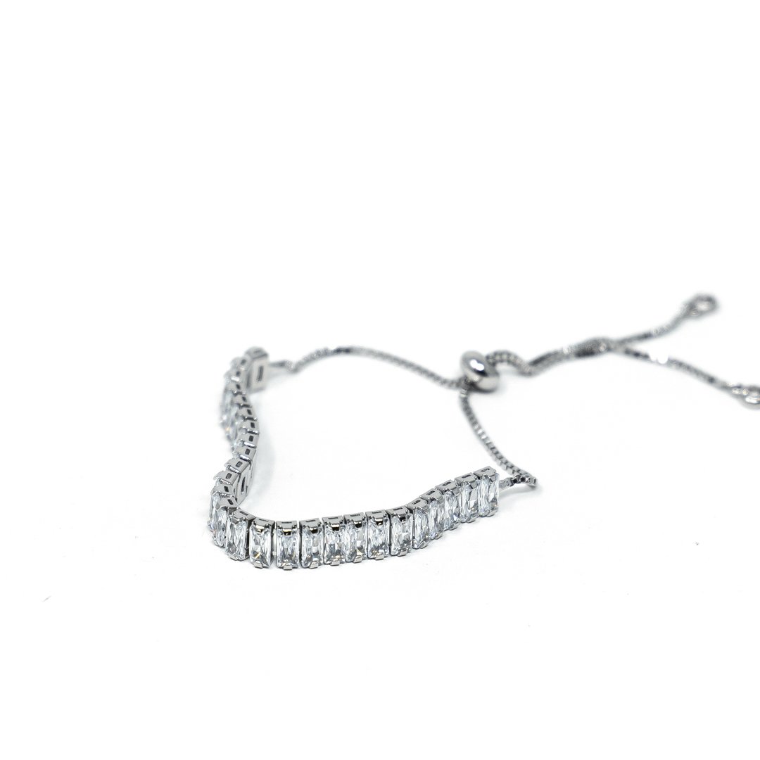Cabo Crystal Adjustable Bracelets JEWELRY The Sis Kiss Emerald Cut Crystal Bracelet - Silver
