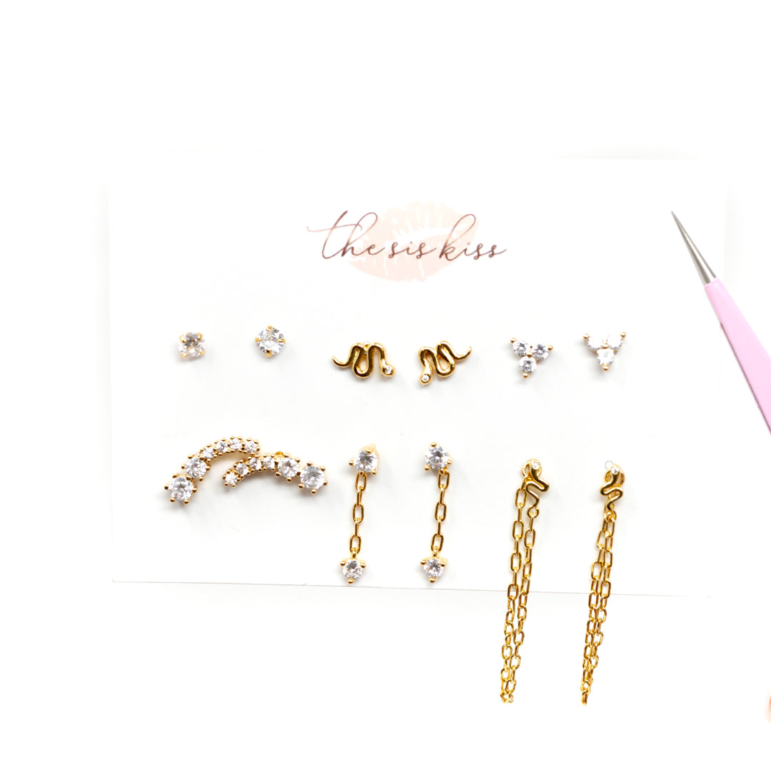 Serpent and Sparkle Stud Set Earrings The Sis Kiss