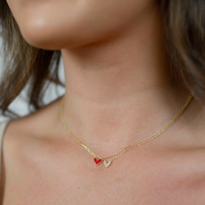 Tiny Heart Charm Necklace JEWELRY The Sis Kiss
