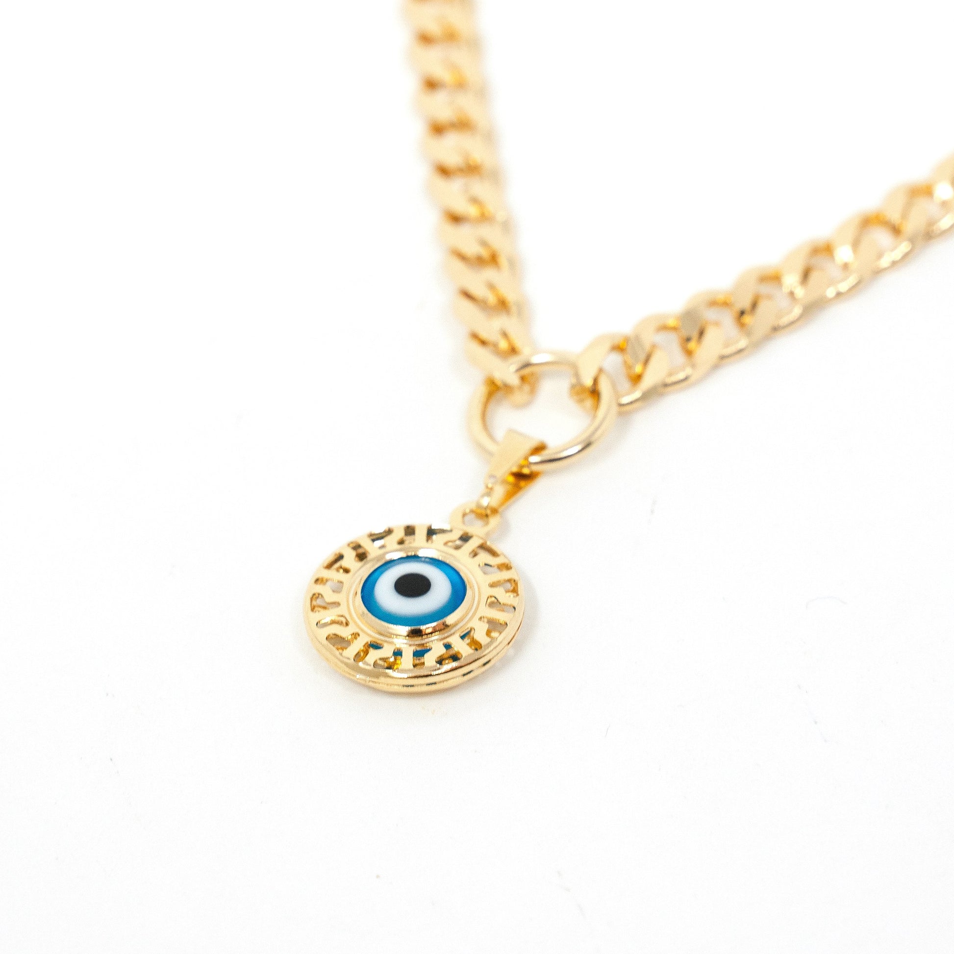 Cuban Chain Link Charm Necklaces JEWELRY The Sis Kiss Evil Eye