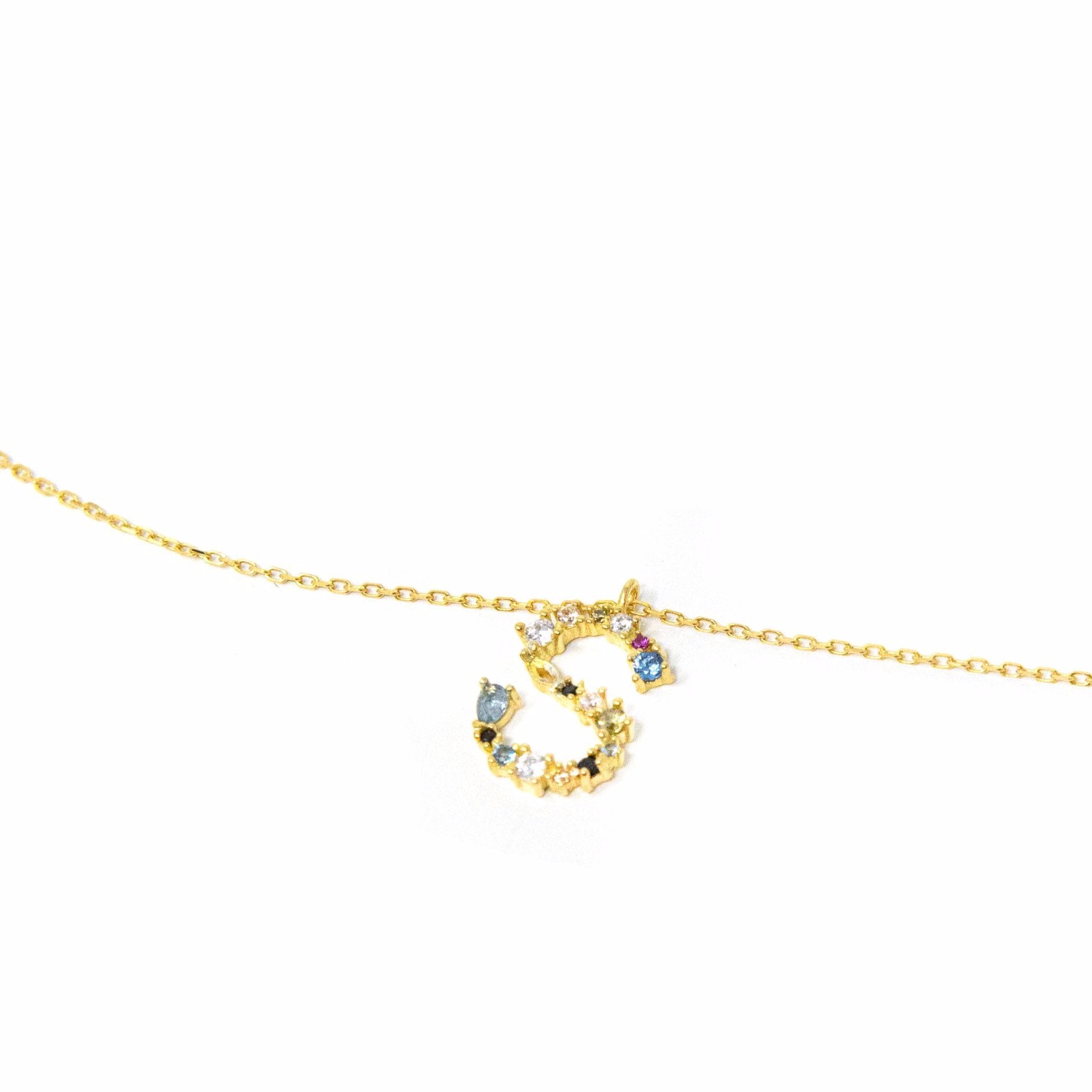 Dainty Jeweled Initial Necklace necklace The Sis Kiss