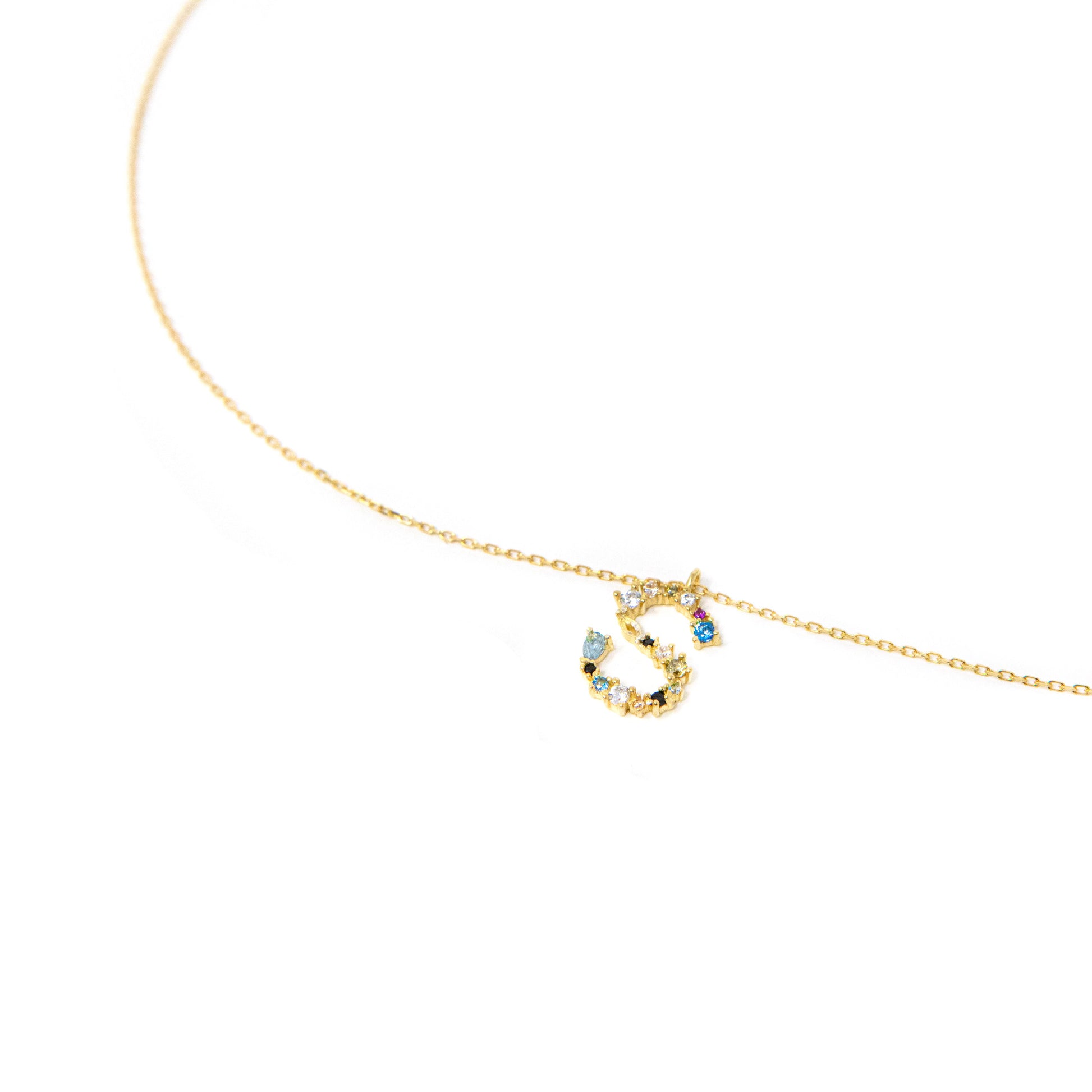 Dainty Jeweled Initial Necklace necklace The Sis Kiss