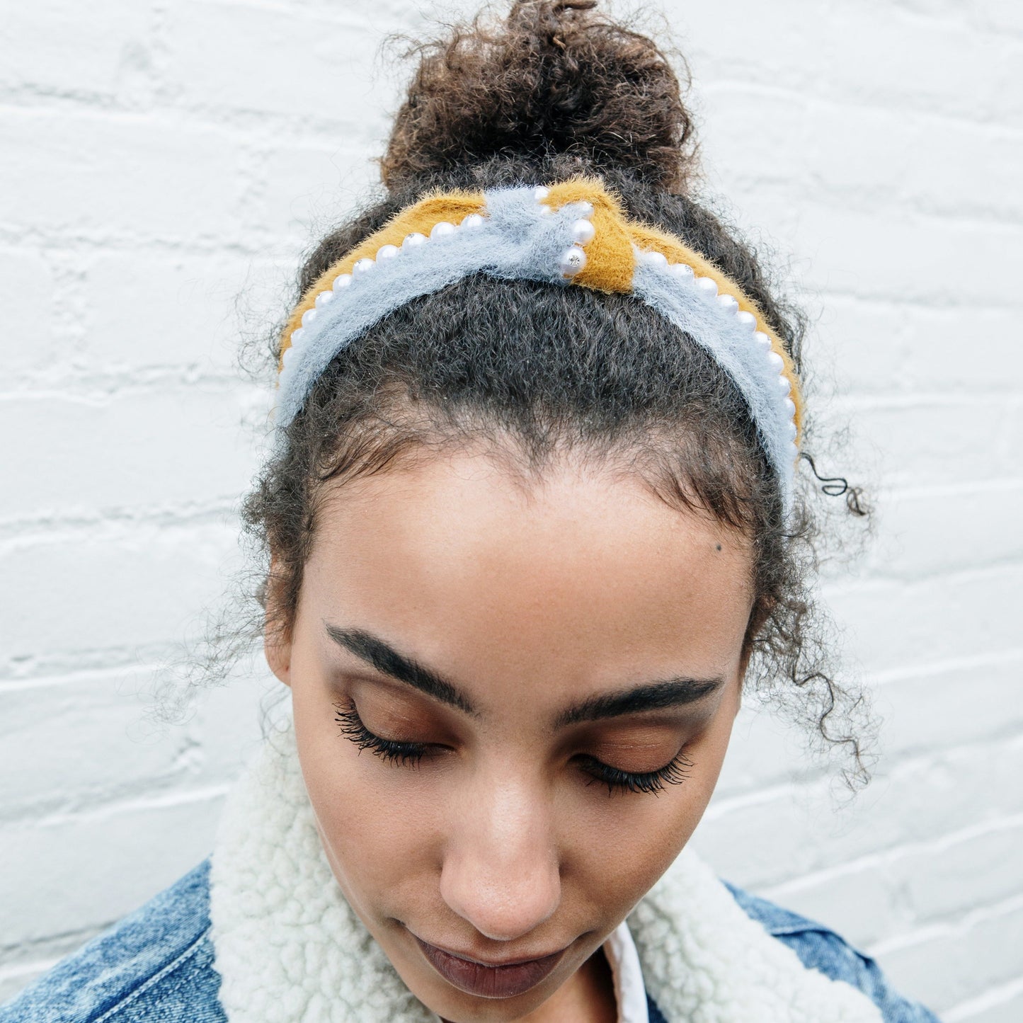 Stripe Pearl Faux Fur Headband ACCESSORY The Sis Kiss