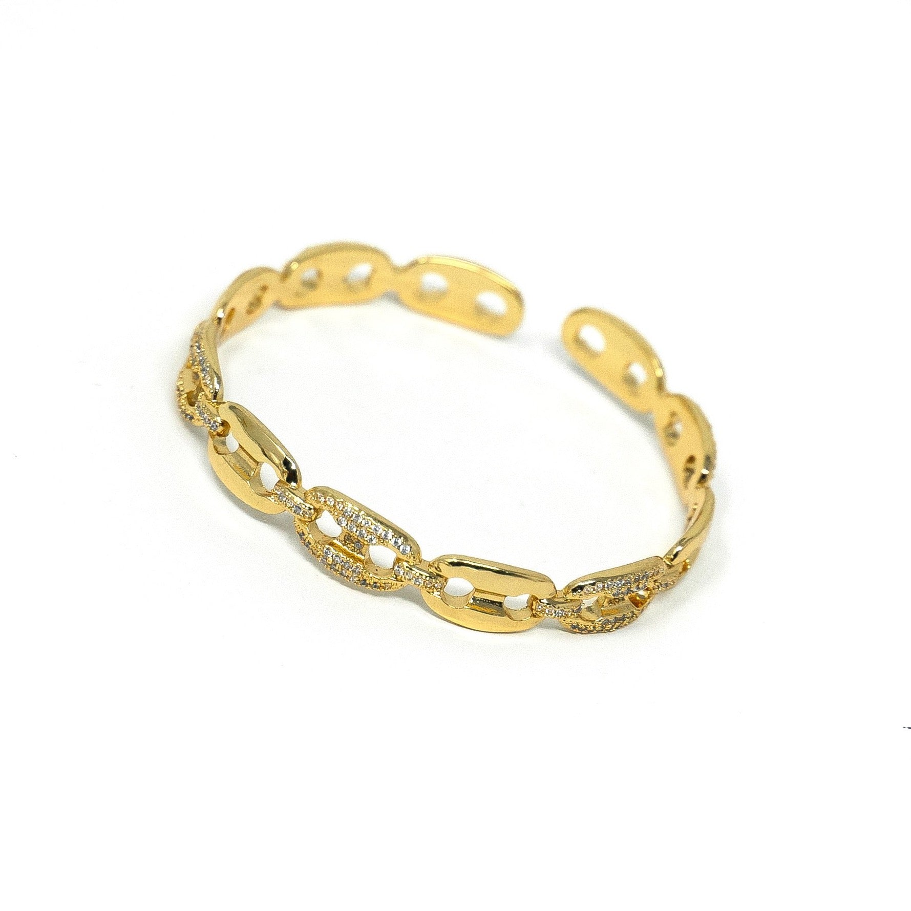 Gold Chain Link Cuff JEWELRY The Sis Kiss Gold and Crystal Anchor Chain