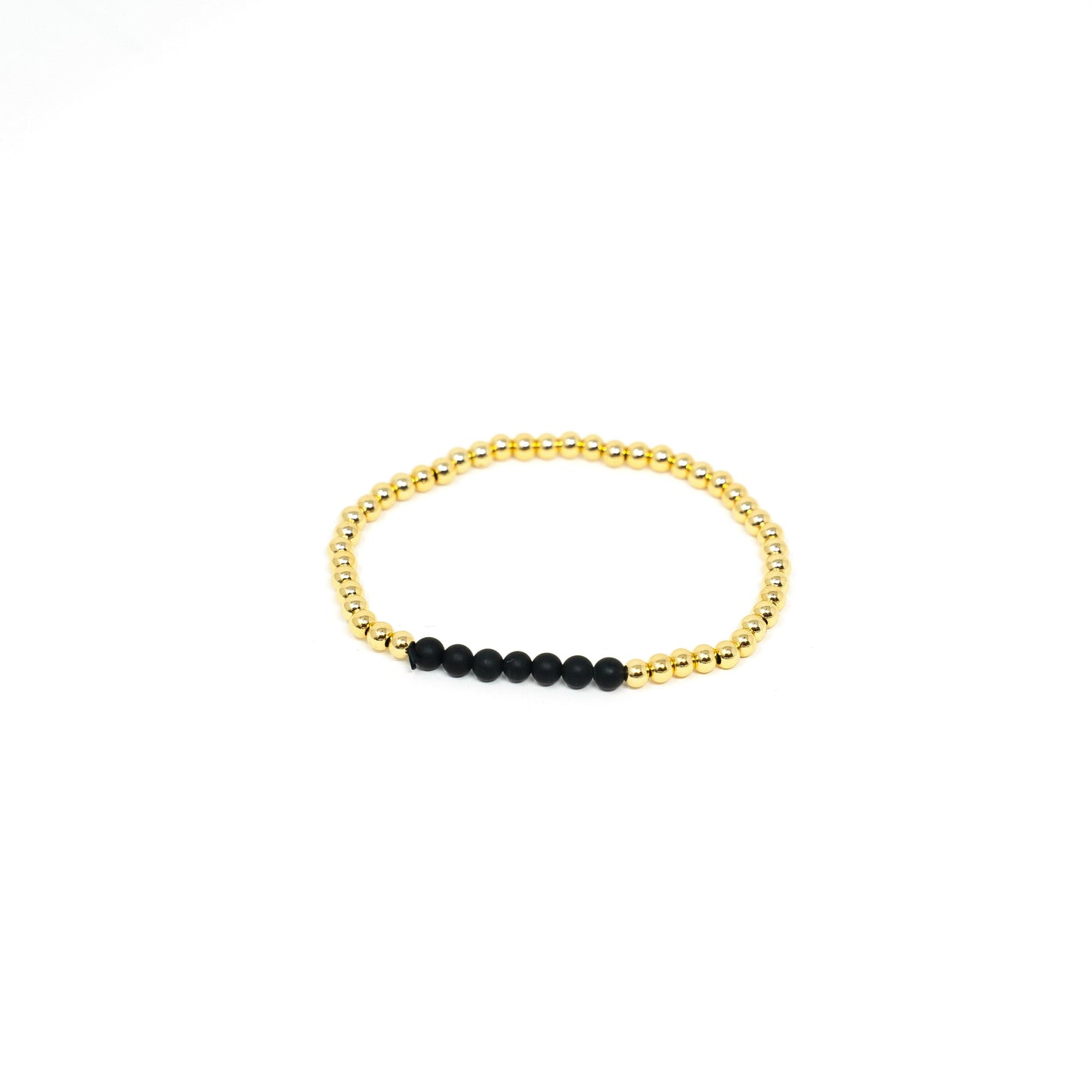 Pearl and Gold Bead Stretch Bracelet JEWELRY The Sis Kiss Gold With Black Accent
