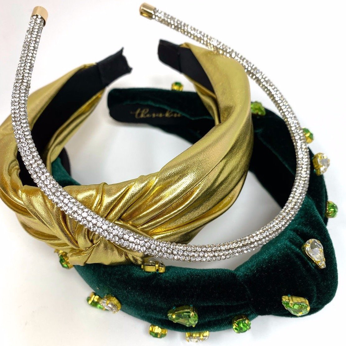 Emerald Green Velvet Jeweled Headband ACCESSORY The Sis Kiss