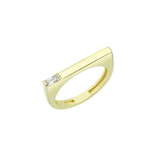 Gold Bar Ring with Crystal Accent JEWELRY The Sis Kiss