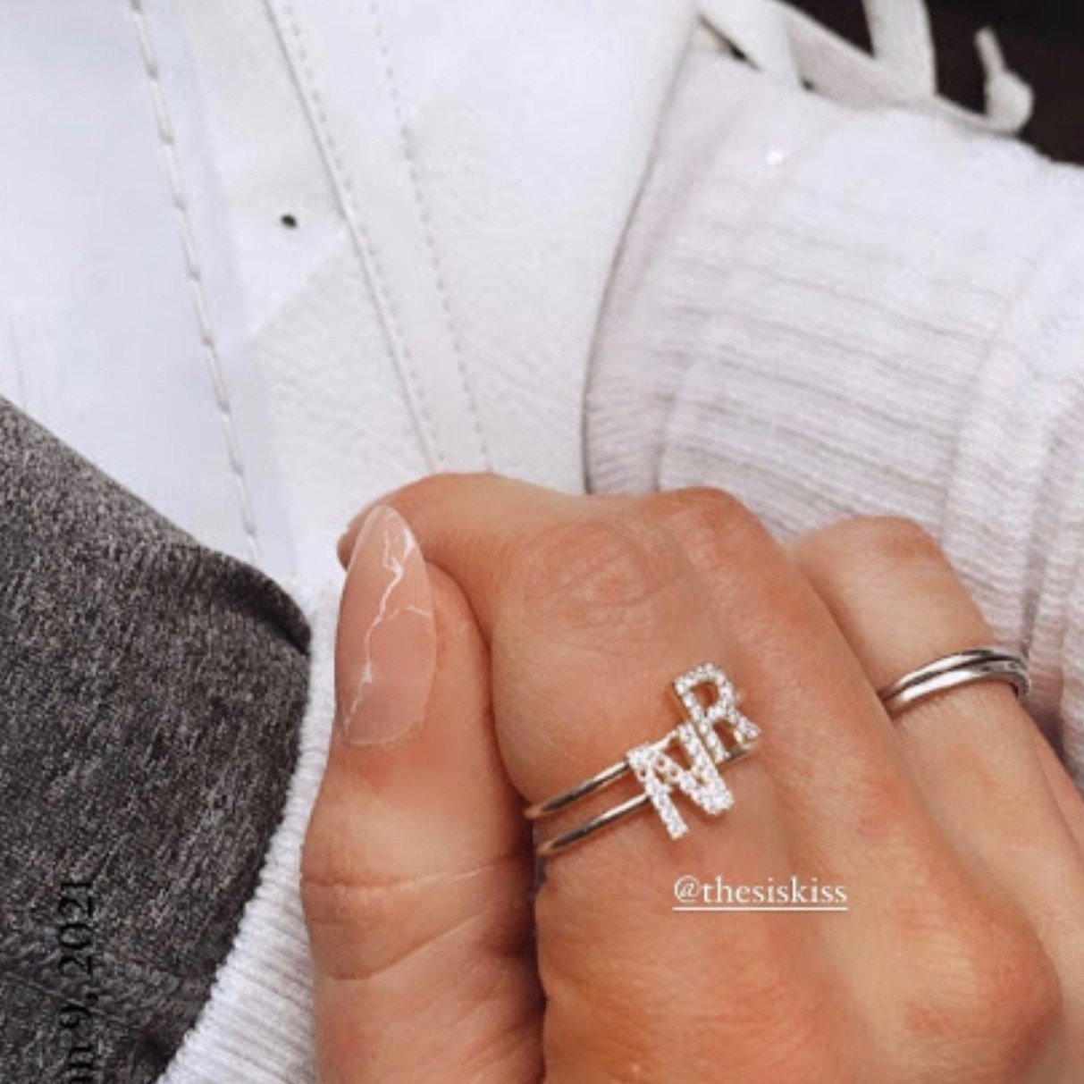 Adjustable Crystal Initial Ring JEWELRY The Sis Kiss