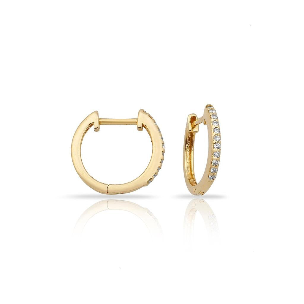 TSK Diamond Earrings Ready to Ship JEWELRY The Sis Kiss TSK Diamond Mini Hoop Earrings 14k gold 0.14ct