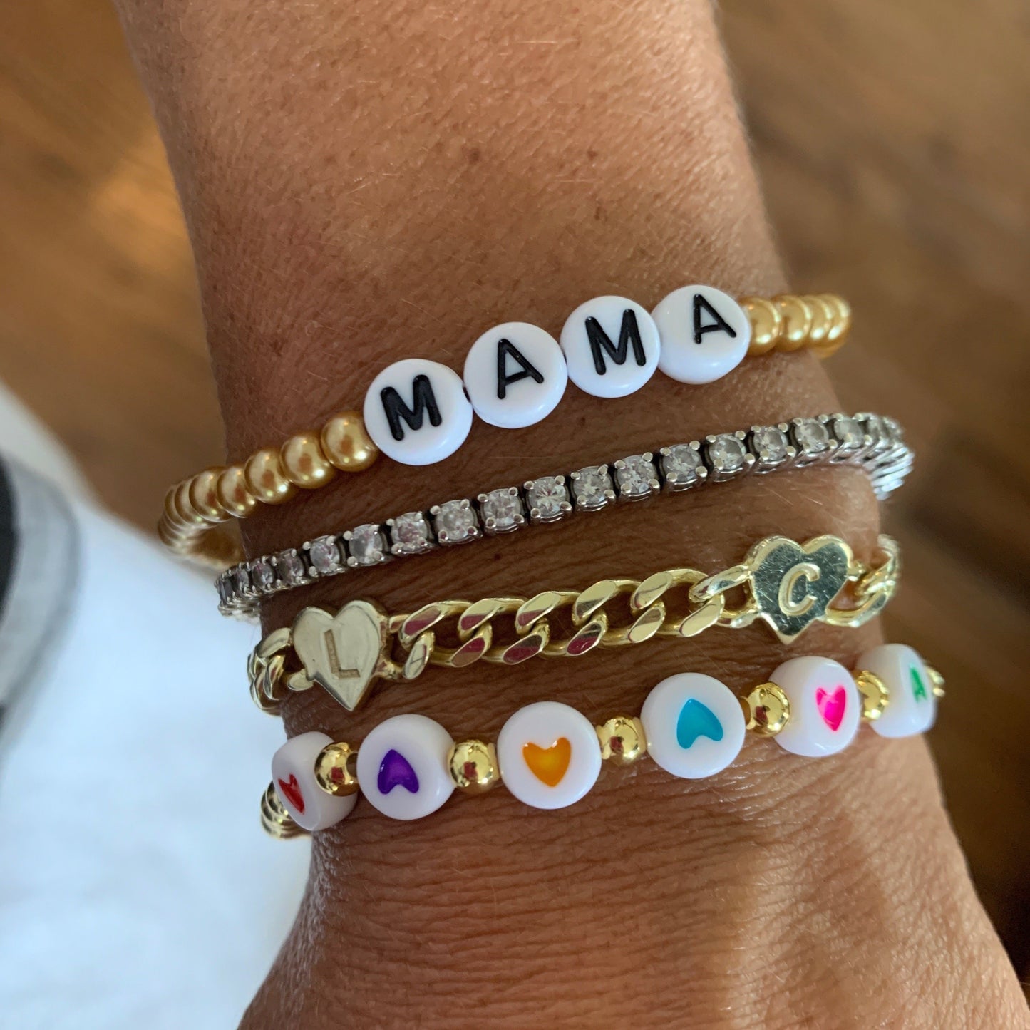 Pink and Gold Mama Adjustable Bracelets JEWELRY The Sis Kiss