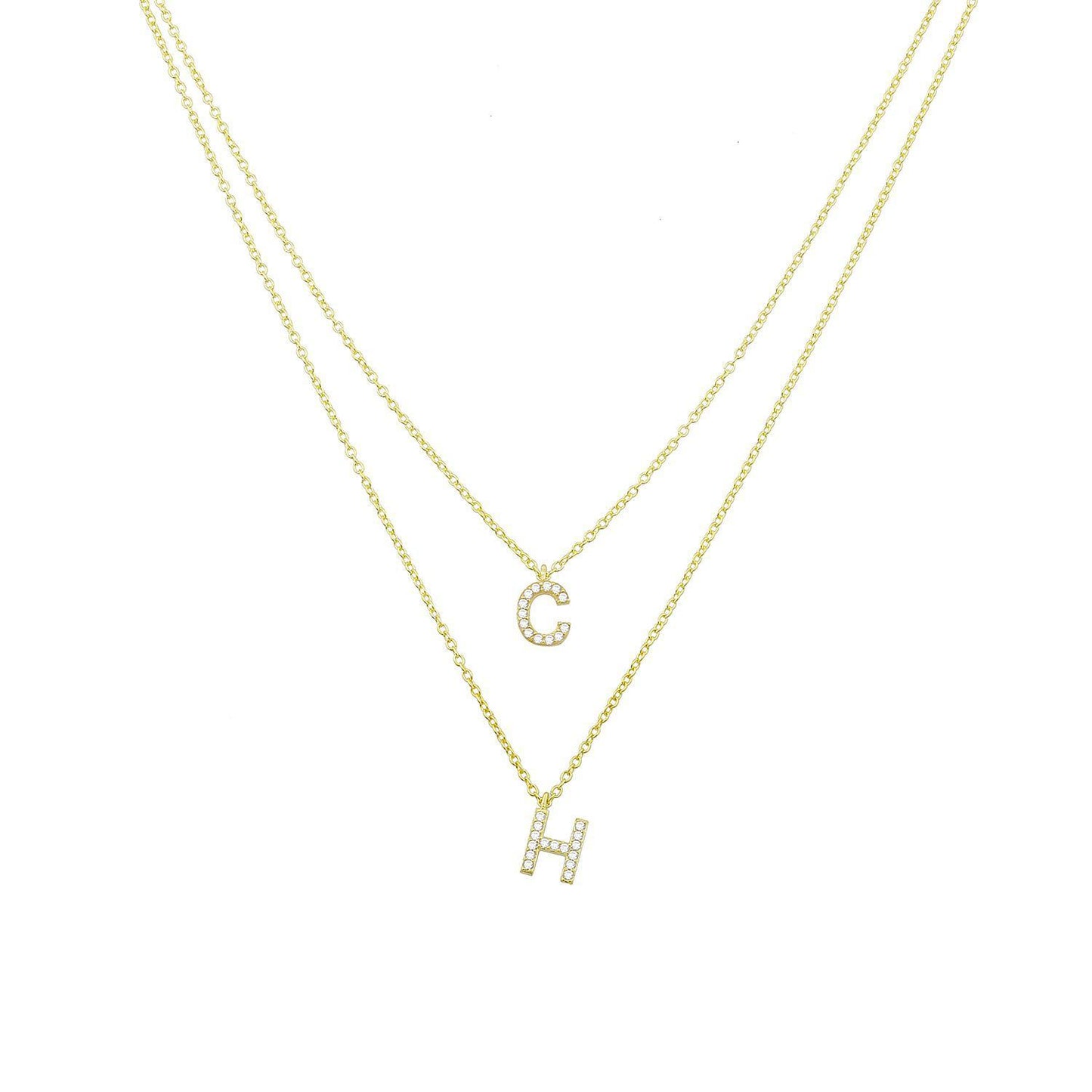 Custom Double or Triple Layered Initial Necklace JEWELRY The Sis Kiss Gold Double Initial