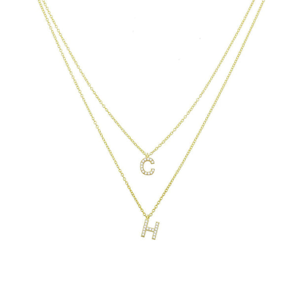 Triple Princess Diamond Lariat Necklace | Initial Necklace