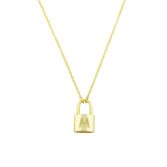 The Sweetest Initial Lock Necklace JEWELRY The Sis Kiss M