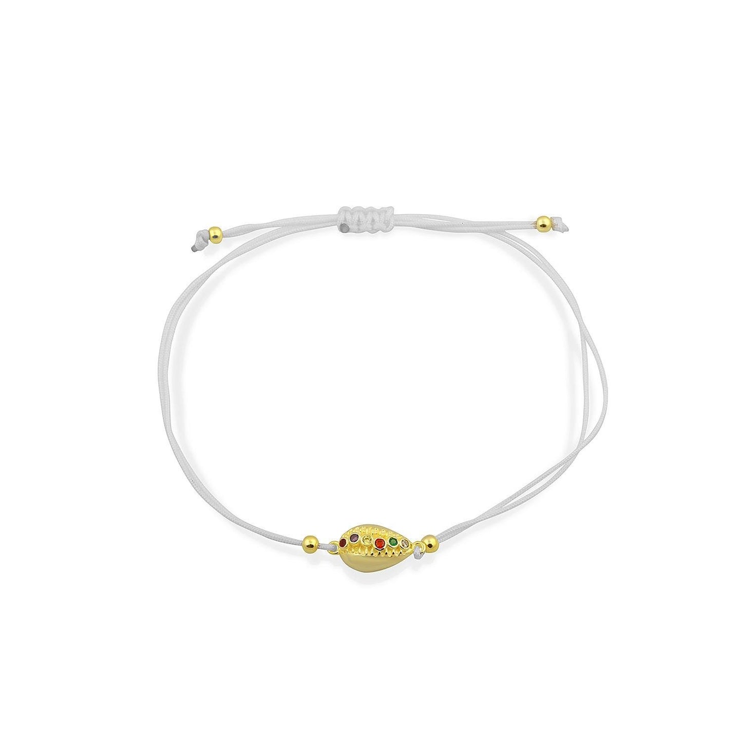 Gold Shell Adjustable Bracelets in Black and White JEWELRY The Sis Kiss White Cord 