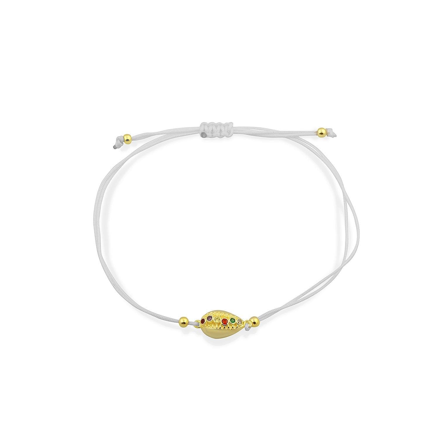 Gold Shell Adjustable Bracelets in Black and White JEWELRY The Sis Kiss White Cord 