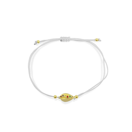 Gold Shell Adjustable Bracelets in Black and White JEWELRY The Sis Kiss White Cord 