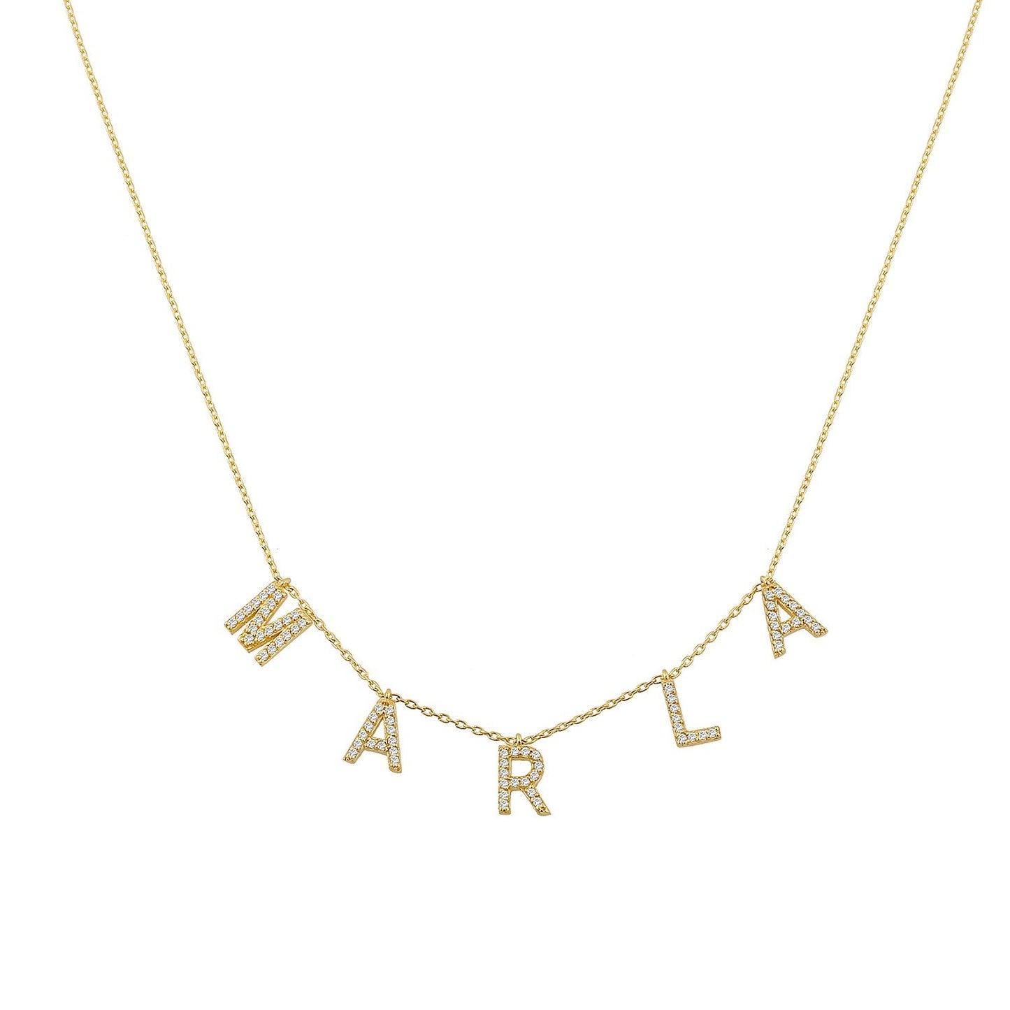 TSK It's All in a Name™ Necklace in 14k Gold with Diamonds JEWELRY The Sis Kiss One Letter 14k Gold with Diamonds