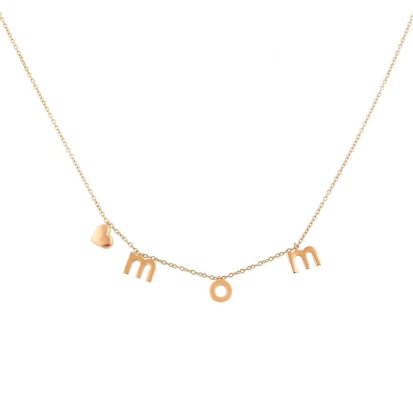 It’s All in a Name™ Lower Case Personalized Necklace JEWELRY The Sis Kiss Rose Gold NO Crystals