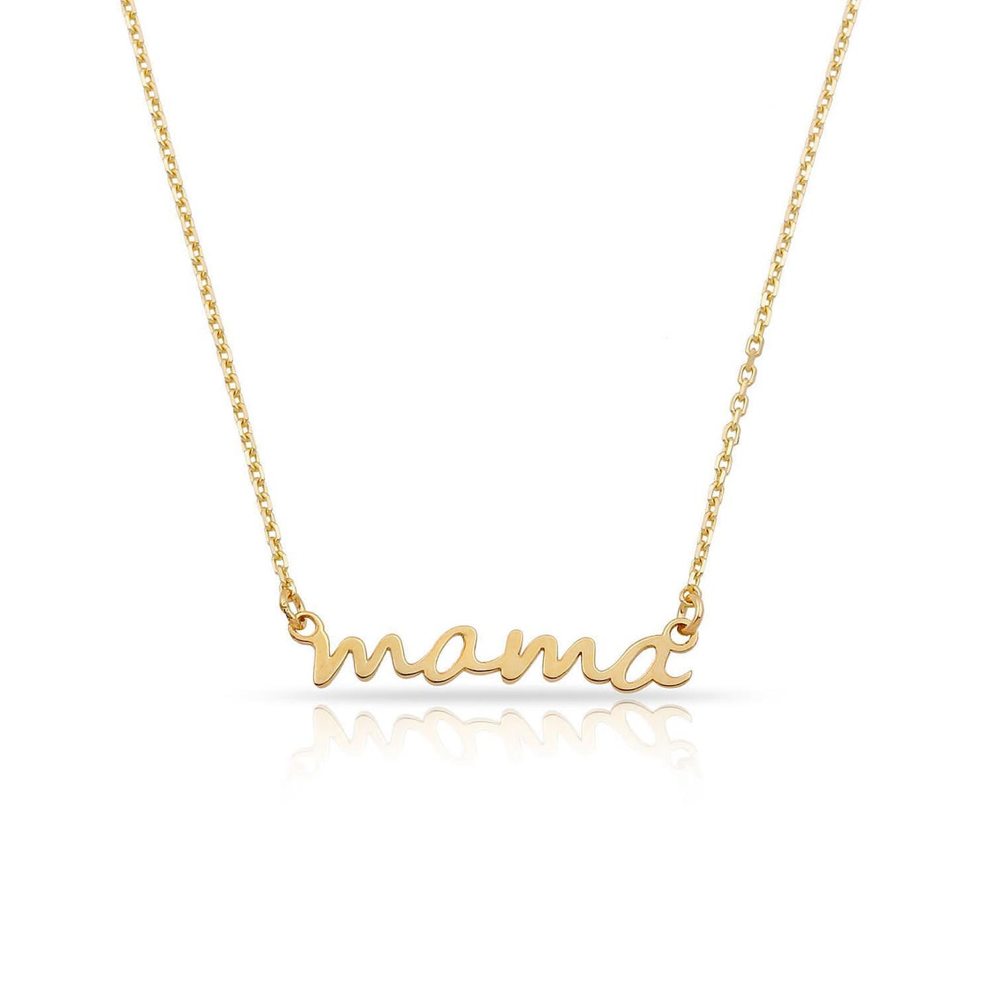 TSK 14k Gold Mama Script Necklace JEWELRY The Sis Kiss 14k Gold