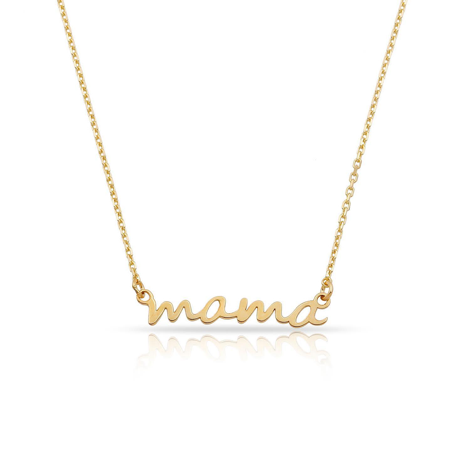 TSK 14k Gold Mama Script Necklace JEWELRY The Sis Kiss 14k Gold