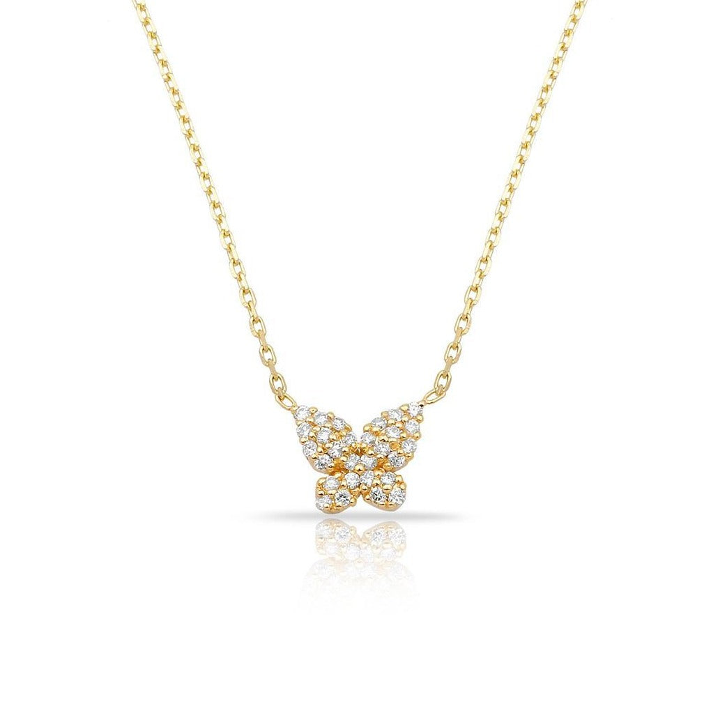 Baby Butterfly Necklace PREORDER JEWELRY The Sis Kiss Yellow Gold