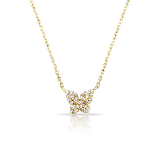 Baby Butterfly Necklace PREORDER JEWELRY The Sis Kiss Yellow Gold