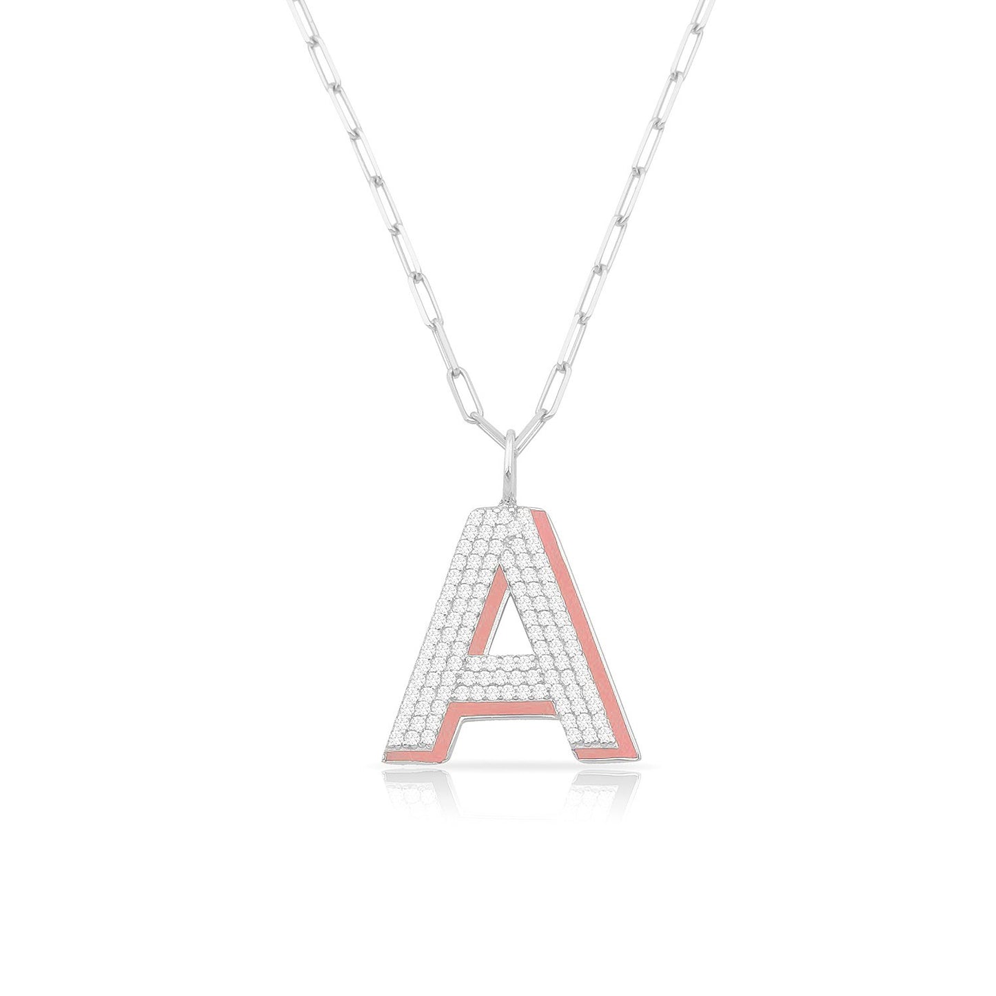 TSK Park Avenue Diamond Initial Pendant JEWELRY The Sis Kiss 14k White Gold Empire White