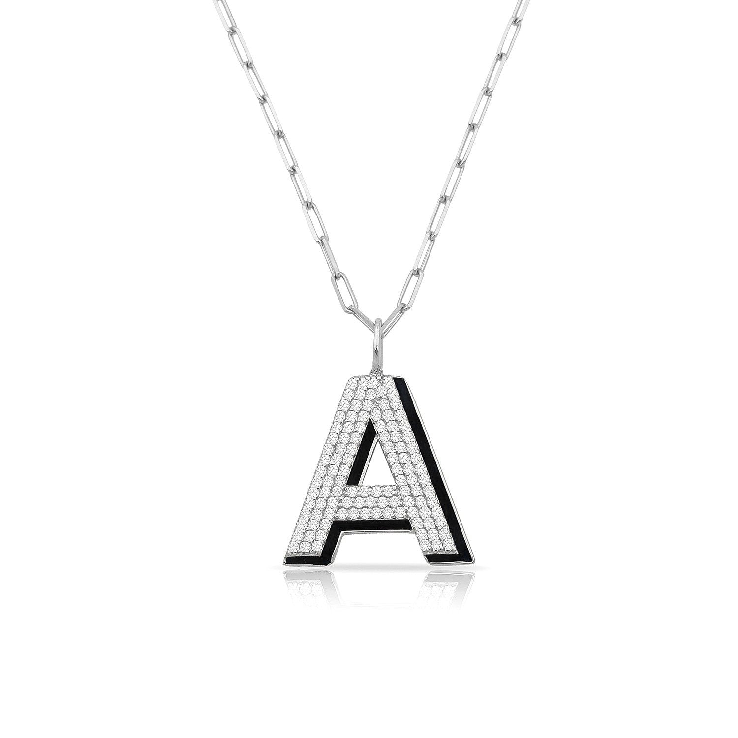 TSK Park Avenue Diamond Initial Pendant JEWELRY The Sis Kiss 14k White Gold Bowery Black