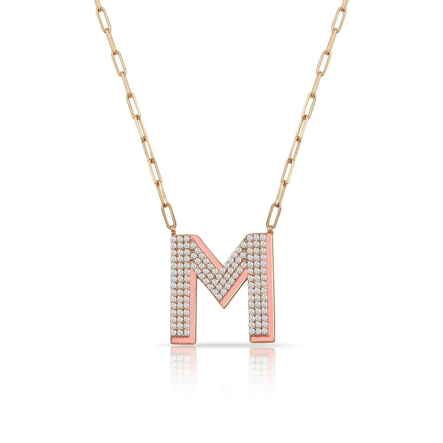 TSK Park Avenue Diamond Initial Necklace JEWELRY The Sis Kiss 14k Rose Gold Madison Pink