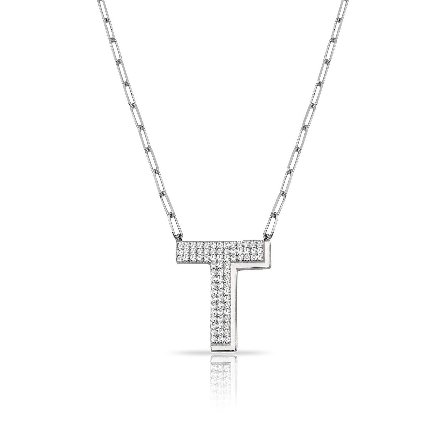 TSK Park Avenue Diamond Initial Necklace JEWELRY The Sis Kiss 14k White Gold Empire White
