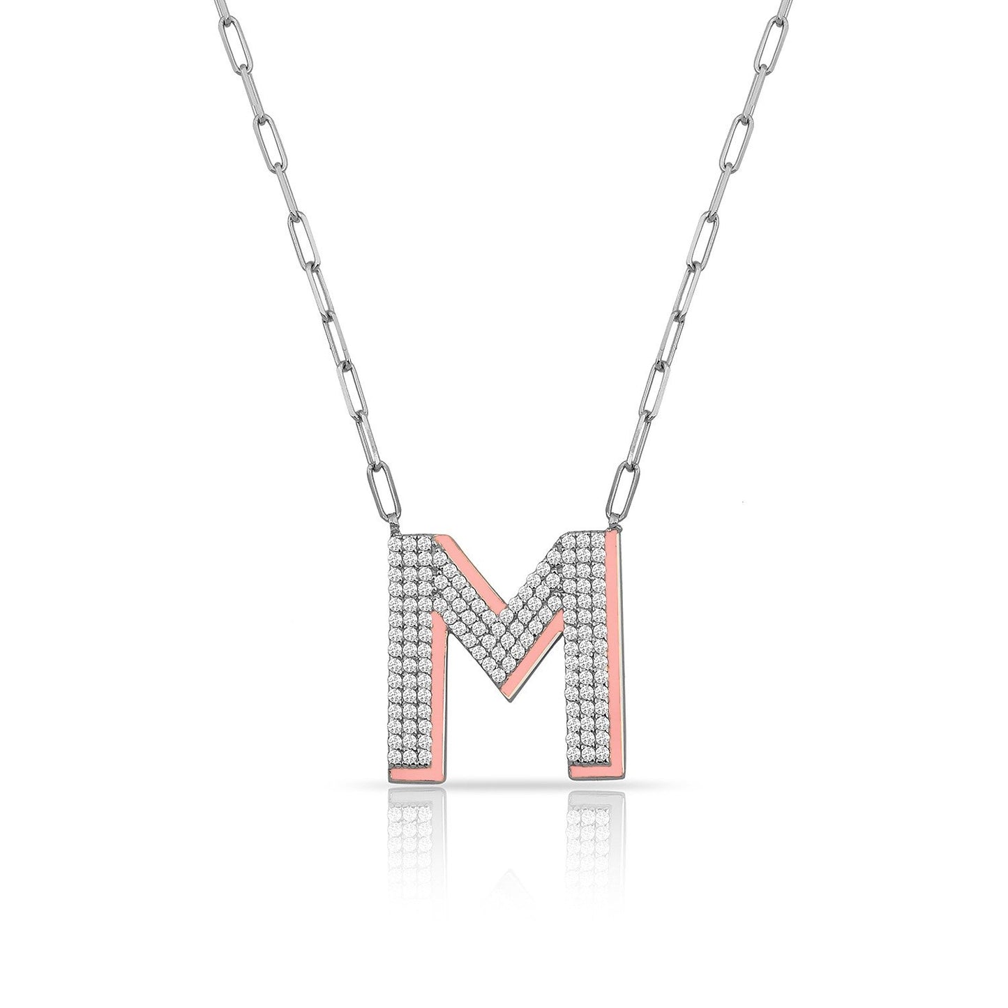 TSK Park Avenue Diamond Initial Necklace JEWELRY The Sis Kiss 14k White Gold Madison Pink