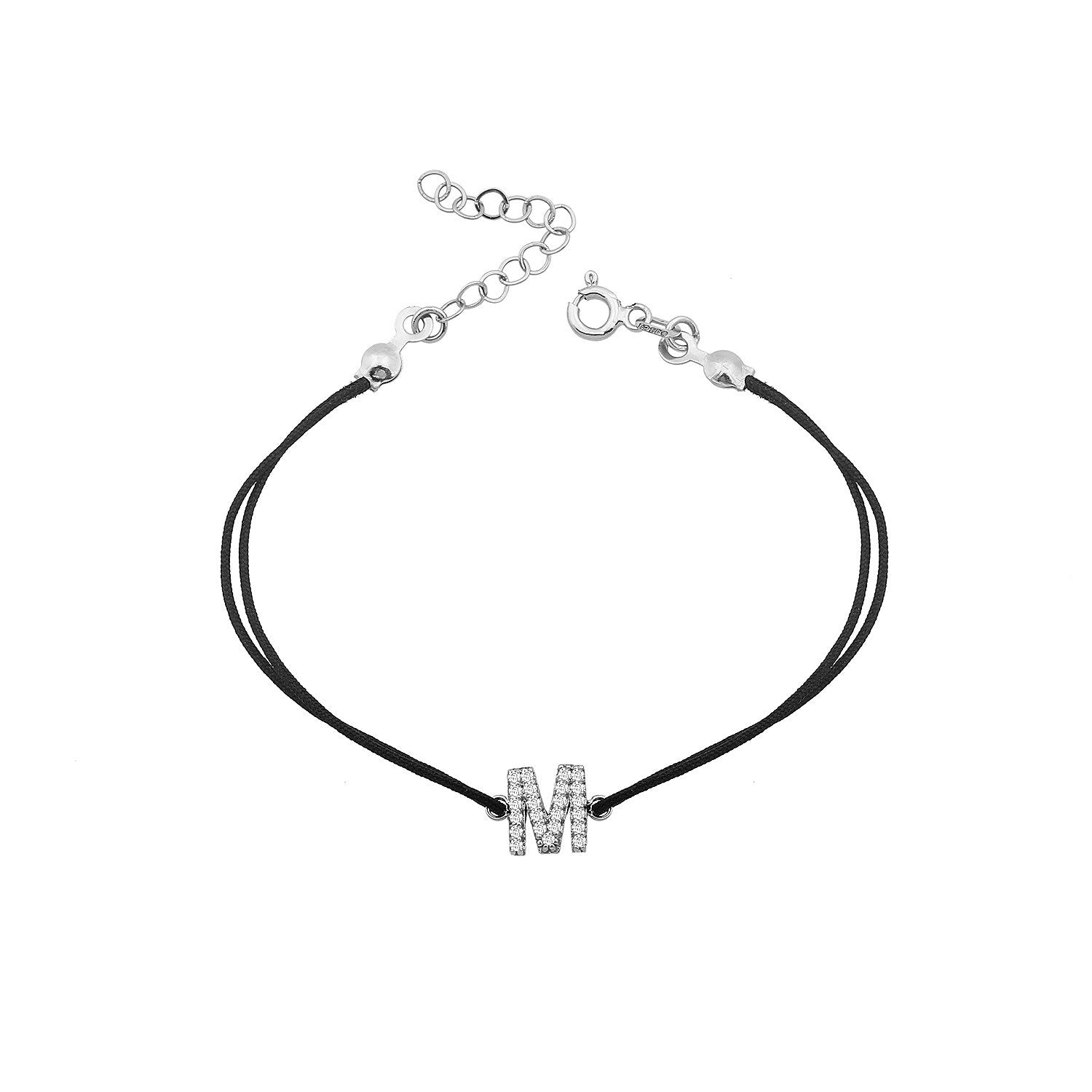TSK Downtown Diamond Initial Bracelet JEWELRY The Sis Kiss 14k White Gold Bowery Black