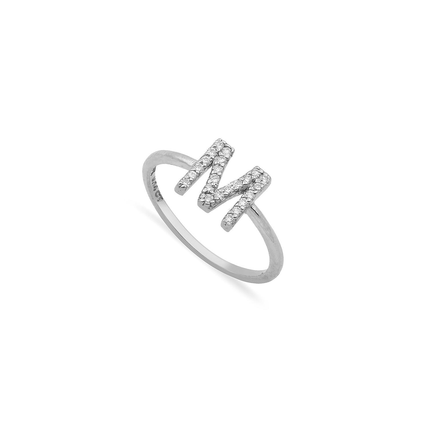 TSK Diamond Initial Ring JEWELRY The Sis Kiss 14k White Gold 5