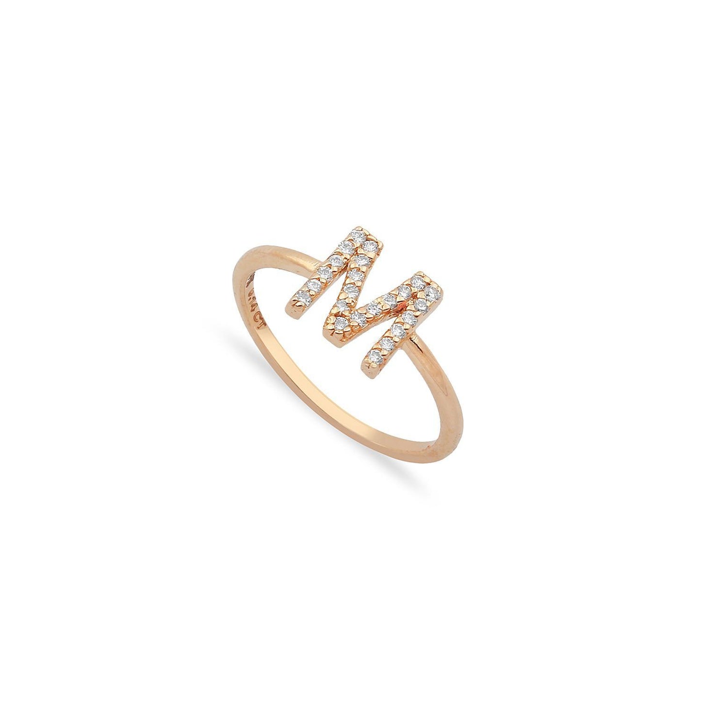TSK Diamond Initial Ring JEWELRY The Sis Kiss 14k Rose Gold 5