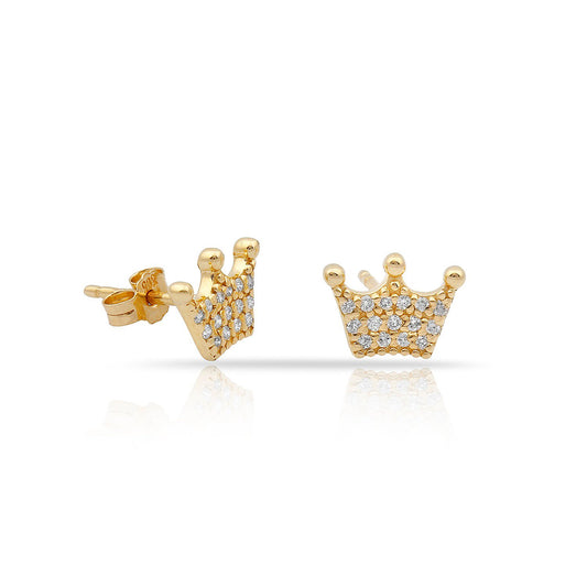 TSK Diamond Crown Studs JEWELRY The Sis Kiss 14k Gold