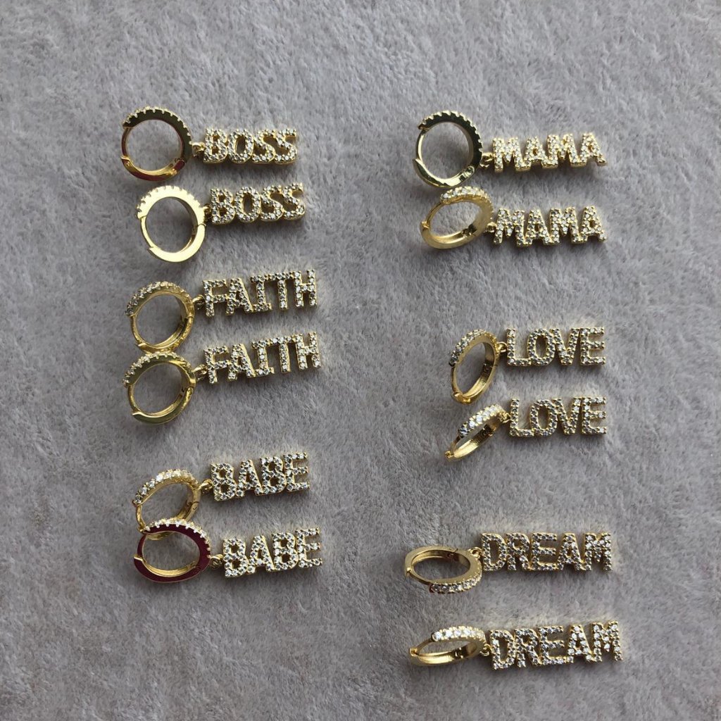 Graphic Text Earrings JEWELRY The Sis Kiss